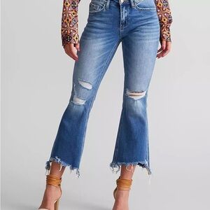 Mid Rise Stretch Cropped Flare Jeans Flying Money Black Label